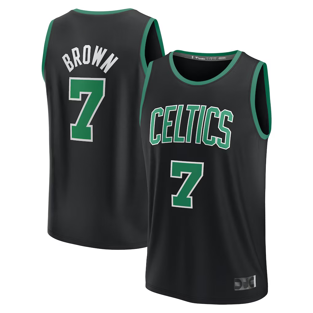 Trusc B.Celtics #7 Jaylen Brown Black Fast Break Replica Player Jerseys - Statement Edition