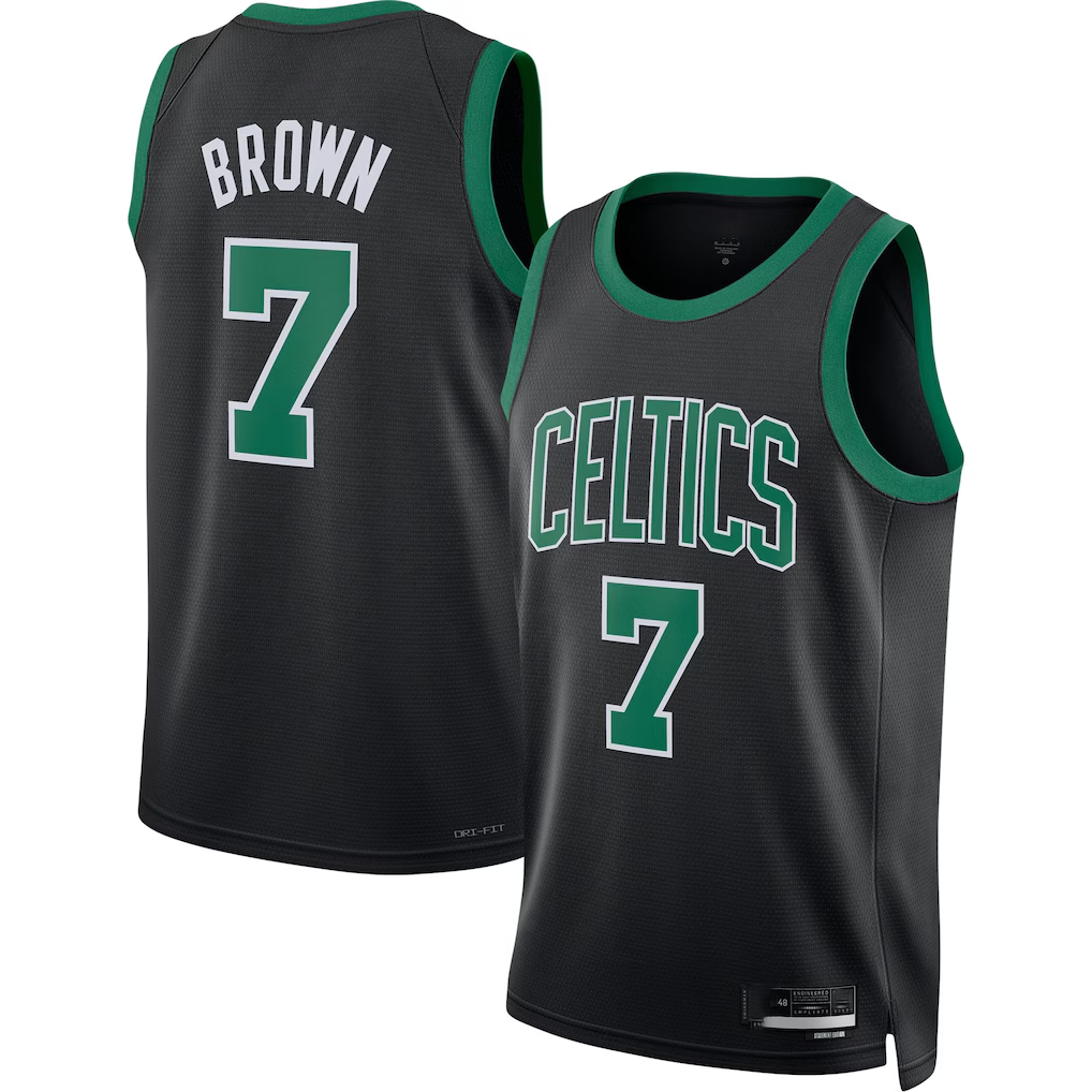 Trusc B.Celtics #7 Jaylen Brown Black Swingman Jerseys - Statement Edition