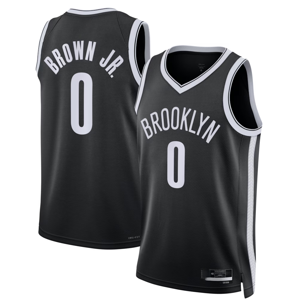 Trusc B.Nets #0 Mikel Brown Jr. Black Swingman Jerseys - Icon Edition