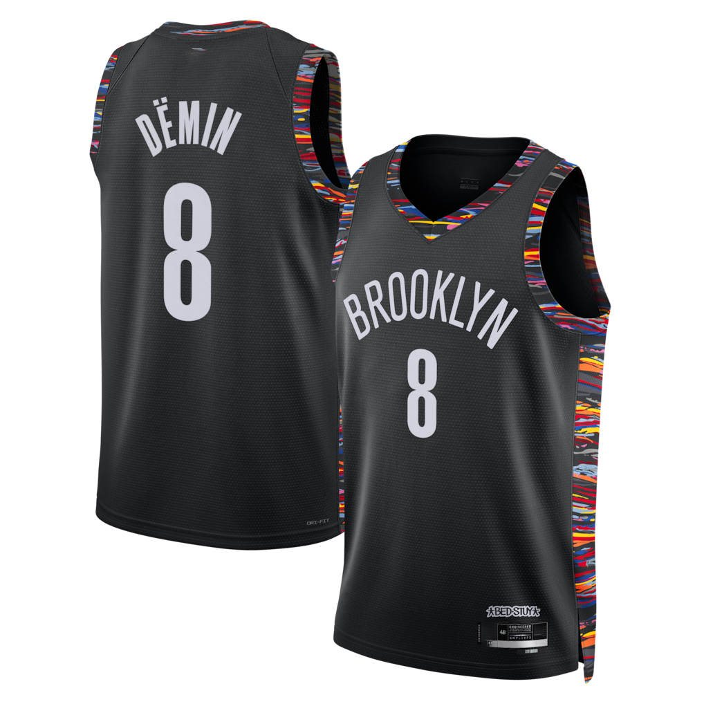Trusc B.Nets #8 Egor D?min Black 202526 Swingman Jerseys - City Edition