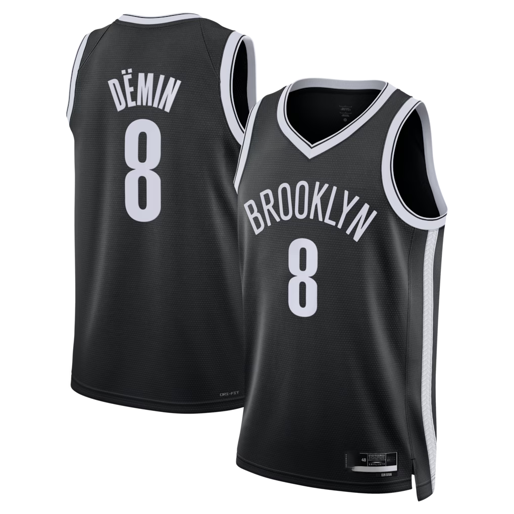 Trusc B.Nets #8 Egor D?min Black Swingman Jerseys - Icon Edition