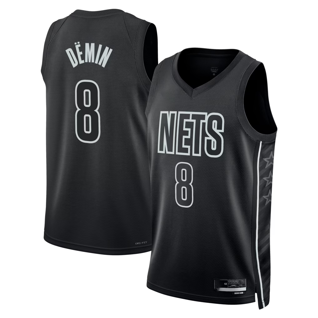 Trusc B.Nets #8 Egor D?min  Black Swingman Jerseys - Statement Edition