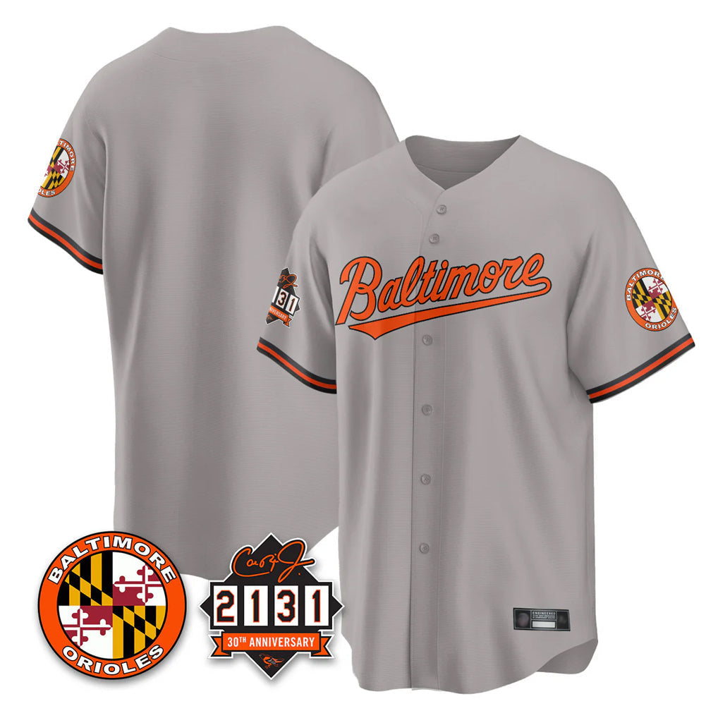 Trusc B.Orioles Gray 30th Anniversary of 2131 Home Game Blank Player Stitched Jerseys