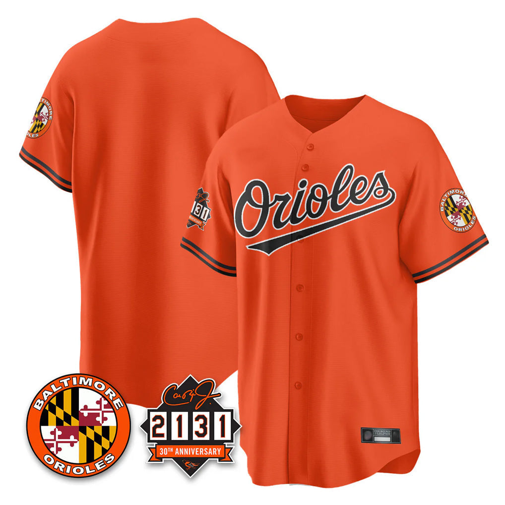 Trusc B.Orioles Orange 30th Anniversary of 2131 Home Game Blank Player Stitched Jerseys