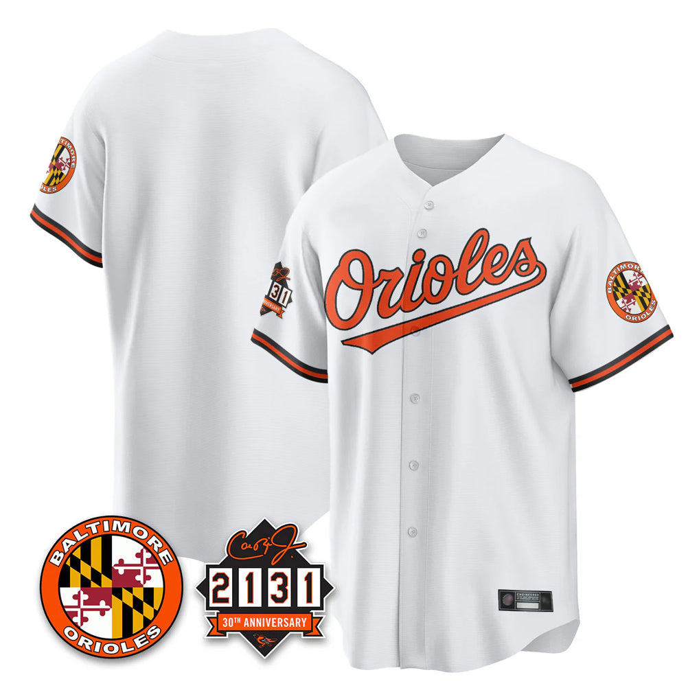 Trusc B.Orioles White 30th Anniversary of 2131 Home Game Blank Player Stitched Jerseys