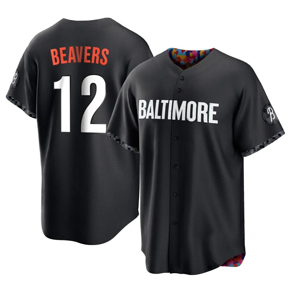 Trusc B.Orioles #12 Dylan Beavers Player Black City Connect Home Game Stitched Jerseys