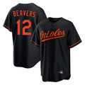 Trusc B.Orioles #12 Dylan Beavers Player Black Home Game Stitched Jerseys