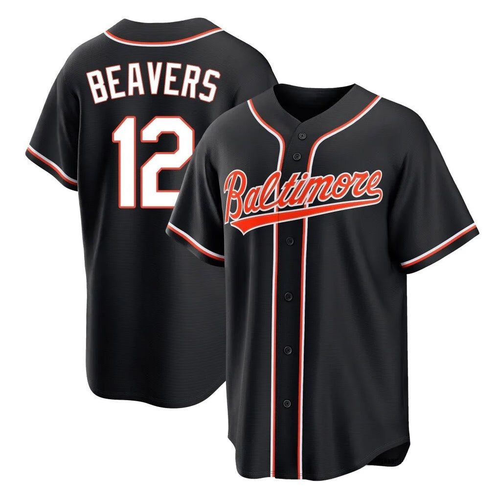 Trusc B.Orioles #12 Dylan Beavers Player Black Out Home Game Stitched Jerseys