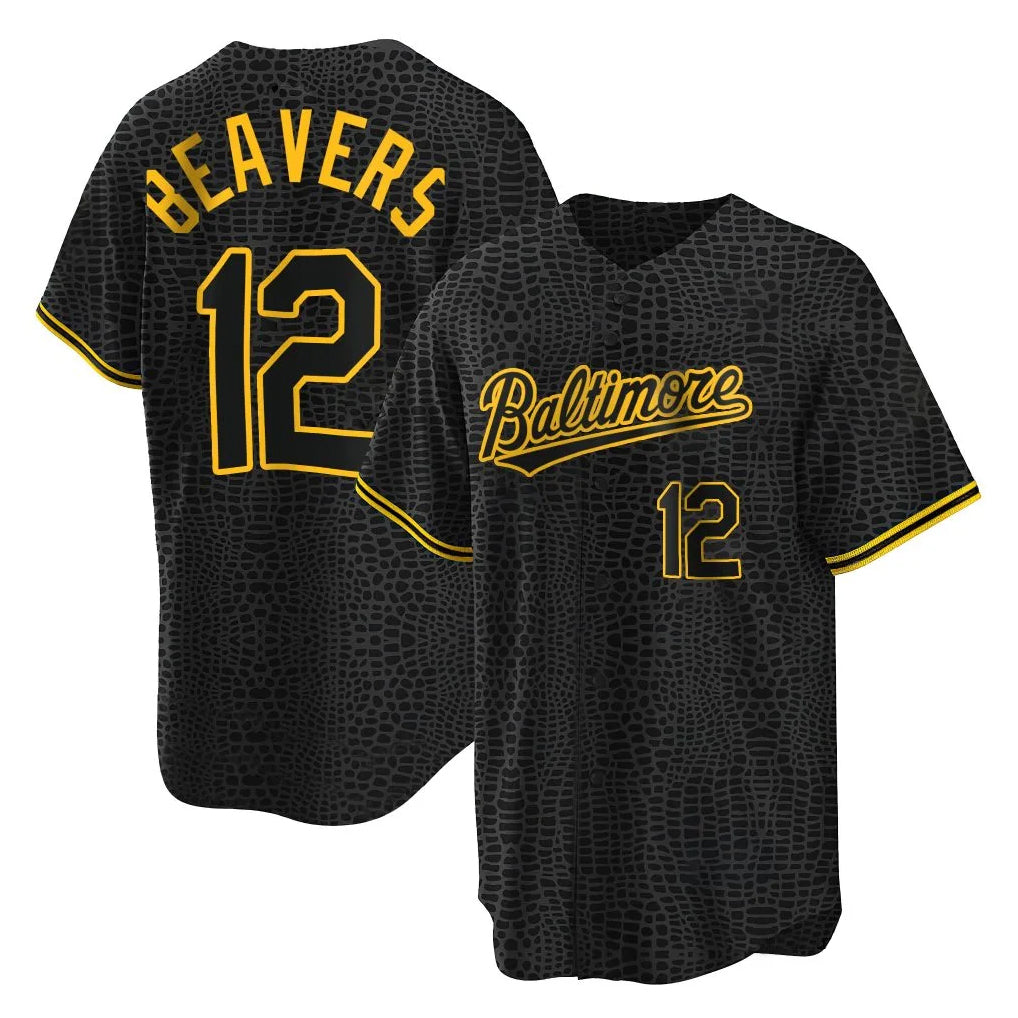 Trusc B.Orioles #12 Dylan Beavers Player Black Snake Skin City Home Game Stitched Jerseys