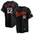 Trusc B.Orioles #12 Dylan Beavers Player Black USA 250 Fourth of July Home Game Stitched Jerseys