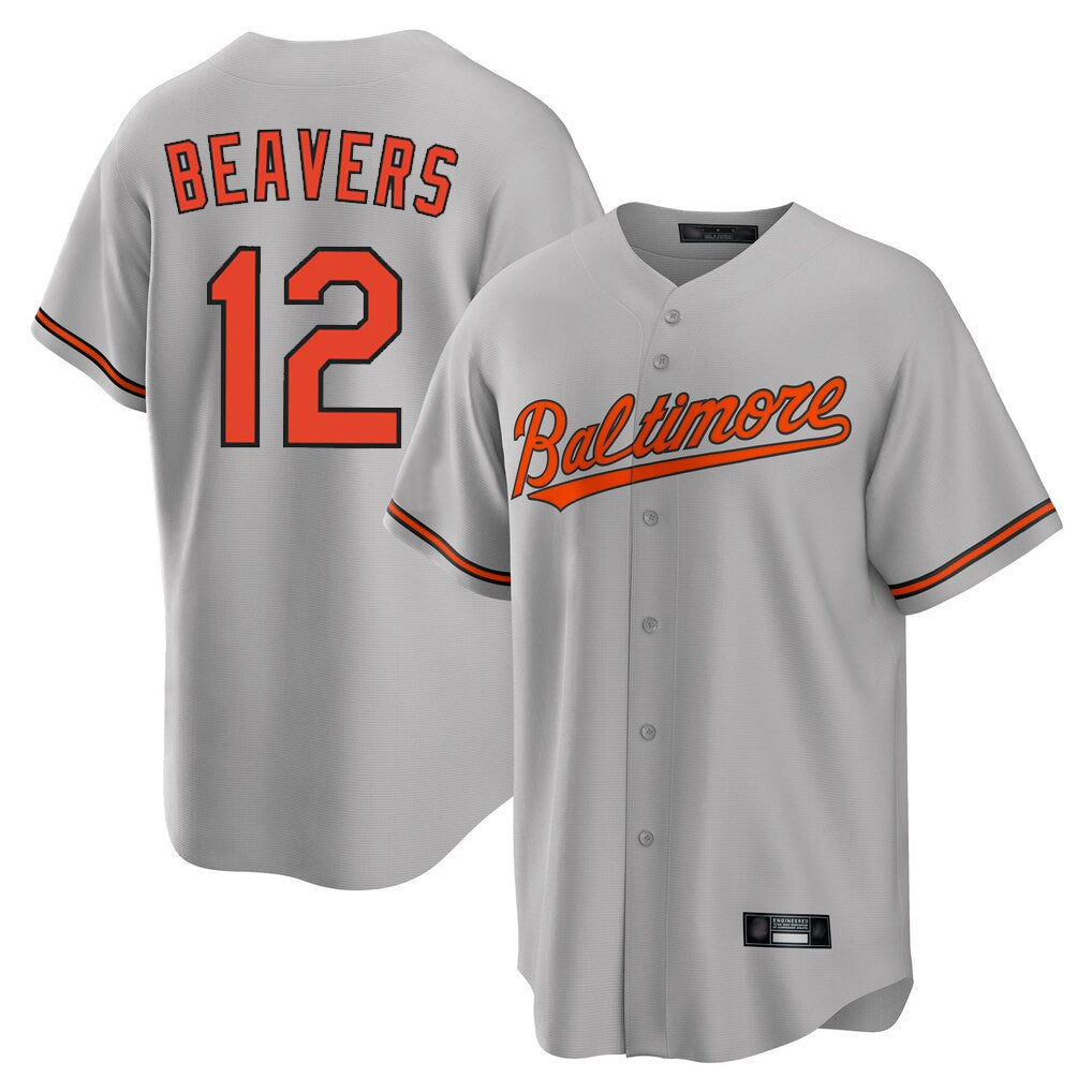 Trusc B.Orioles #12 Dylan Beavers Player Gray Home Game Stitched Jerseys