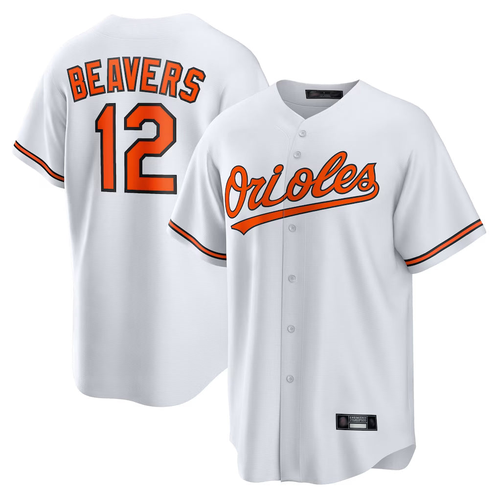 Trusc B.Orioles #12 Dylan Beavers Player White Home Game Stitched Jerseys