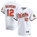 Trusc B.Orioles #12 Dylan Beavers Player White Limited Home Game Stitched Jerseys