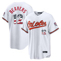 Trusc B.Orioles #12 Dylan Beavers Player White USA 250 Fourth of July Home Game Stitched Jerseys