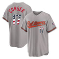Trusc B.Orioles #17 Colton Cowser Player Gray USA 250 Fourth of July Home Game Stitched Jerseys