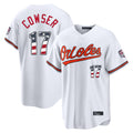 Trusc B.Orioles #17 Colton Cowser Player White USA 250 Fourth of July Home Game Stitched Jerseys