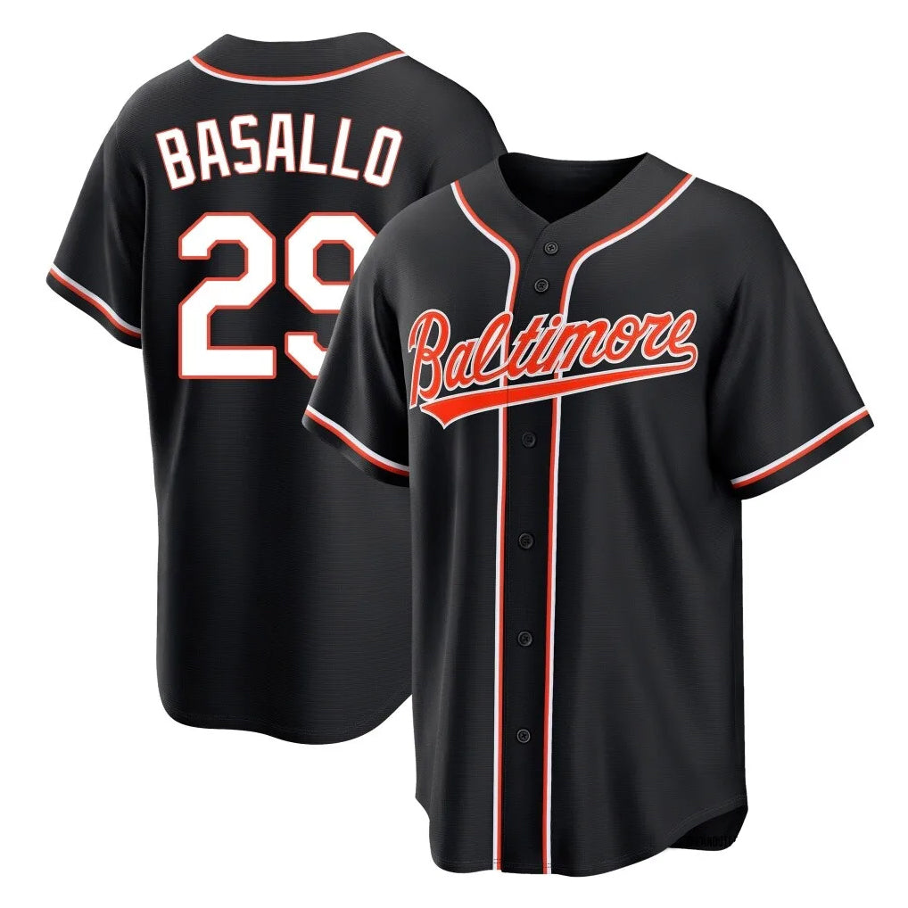 Trusc B.Orioles #29 Samuel Basallo Player Black Out Home Game Stitched Jerseys