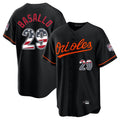 Trusc B.Orioles #29 Samuel Basallo Player Black USA 250 Fourth of July Home Game Stitched Jerseys