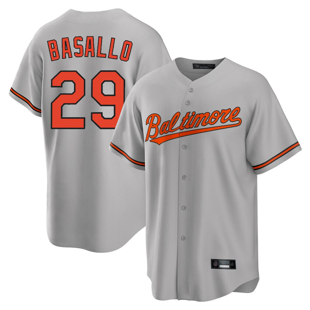 Trusc B.Orioles #29 Samuel Basallo Player Gray Home Game Stitched Jerseys
