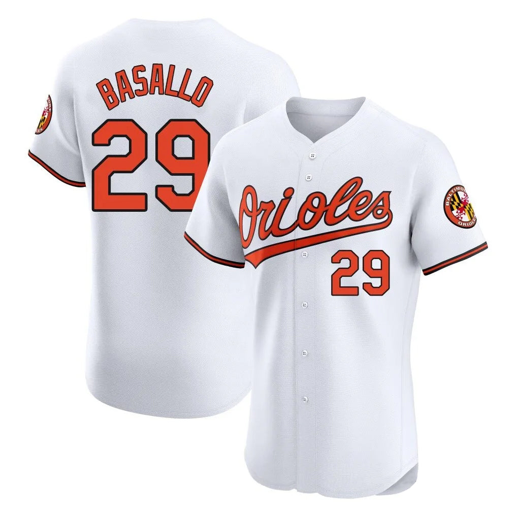 Trusc B.Orioles #29 Samuel Basallo Player White Limited Elite Home Game Stitched Jerseys
