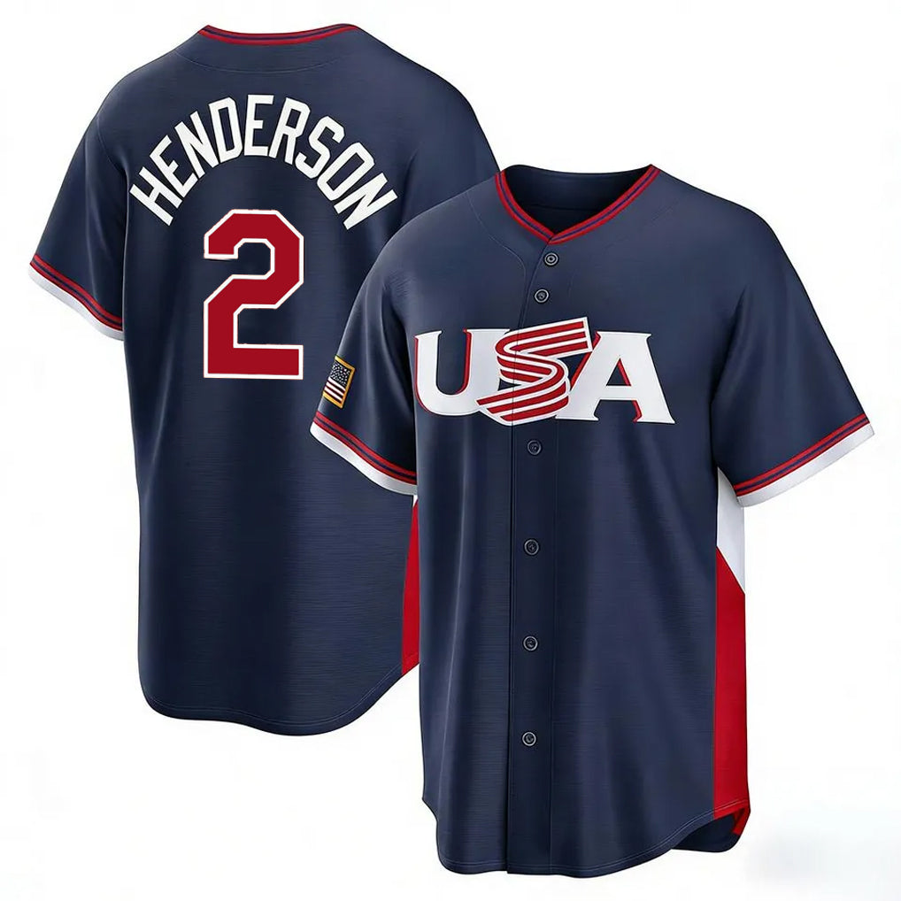 Trusc B.Orioles #2 Gunnar Henderson Player Navy USA 2026 World Classic Home Game Stitched Jerseys