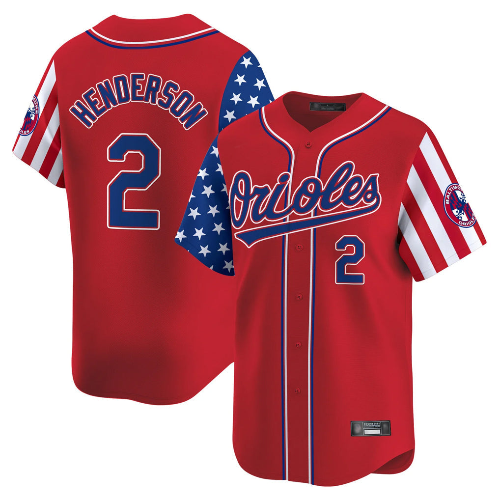 Trusc B.Orioles #2 Gunnar Henderson Player Red Independence Day Vapor Premier Limited Home Game Stitched Jerseys
