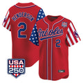 Trusc B.Orioles #2 Gunnar Henderson Player Red USA 250 Independence Day Vapor Premier Limited Home Game Stitched Jerseys