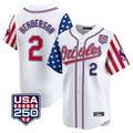 Trusc B.Orioles #2 Gunnar Henderson Player White USA 250 Independence Day Vapor Premier Home Game Stitched Jerseys