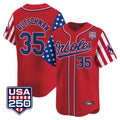 Trusc B.Orioles #35 Adley Rutschman Red USA 250 Independence Day Vapor Premier Limited Home Game Stitched Jerseys