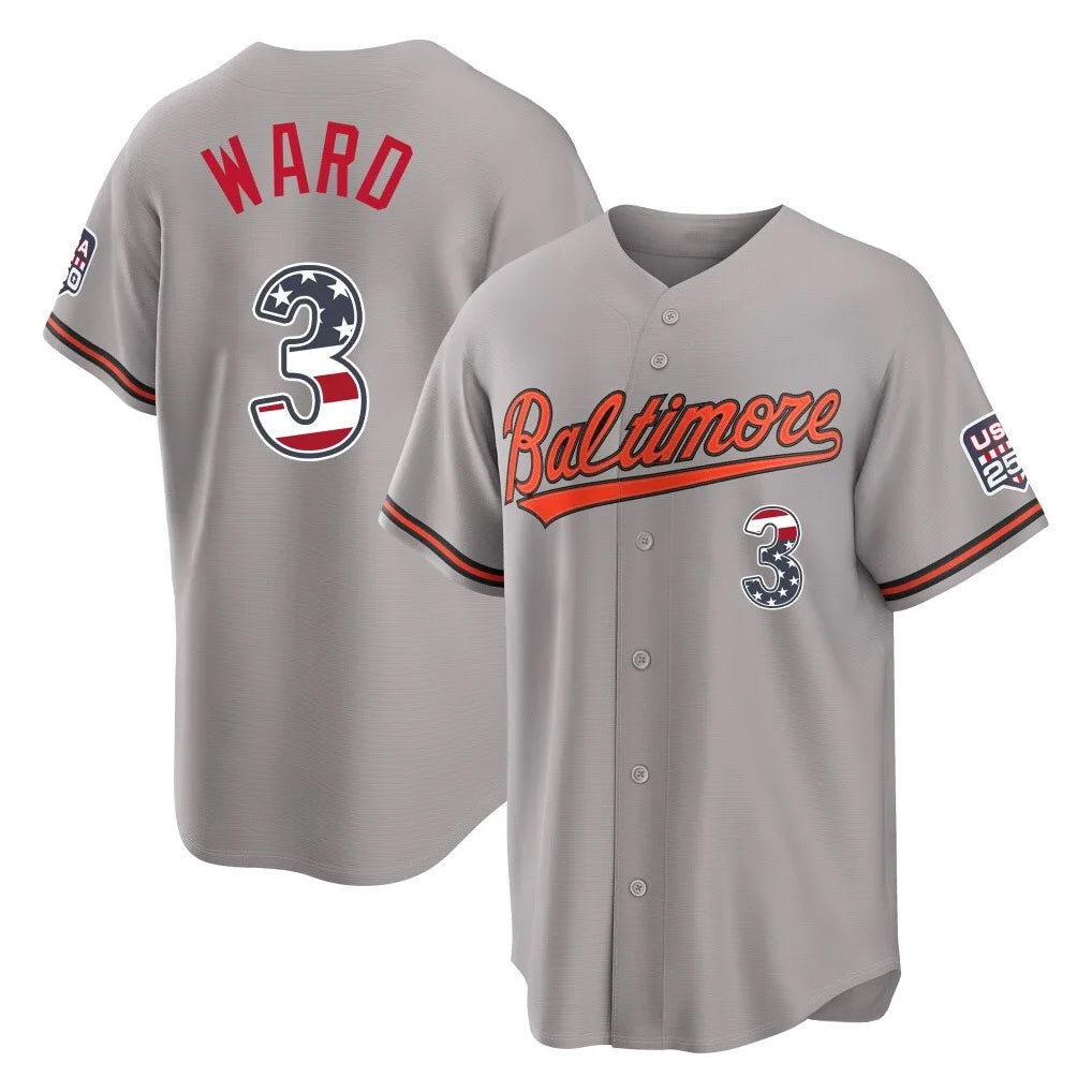 Trusc B.Orioles #3 Taylor Ward Player Gray USA 250 Fourth of July Home Game Stitched Jerseys