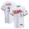 Trusc B.Orioles #3 Taylor Ward Player White USA 250 Fourth of July Home Game Stitched Jerseys