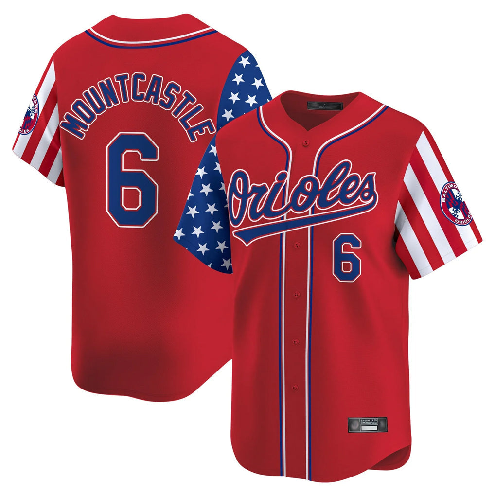 Trusc B.Orioles #6 Ryan Mountcastle Player Red Independence Day Vapor Premier Limited Home Game Stitched Jerseys