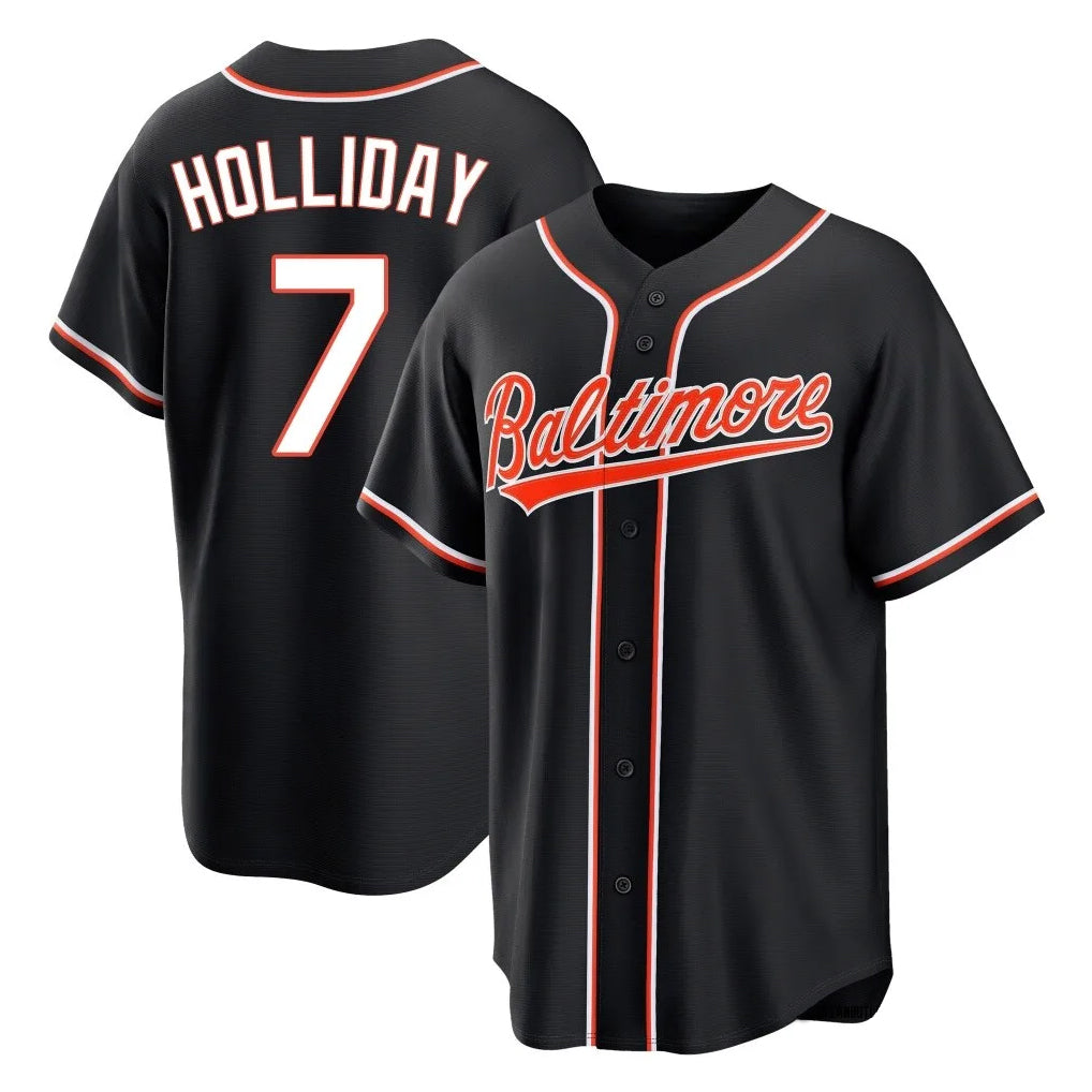 Trusc B.Orioles #7 Jackson Holliday Player Black Out Home Game Stitched Jerseys