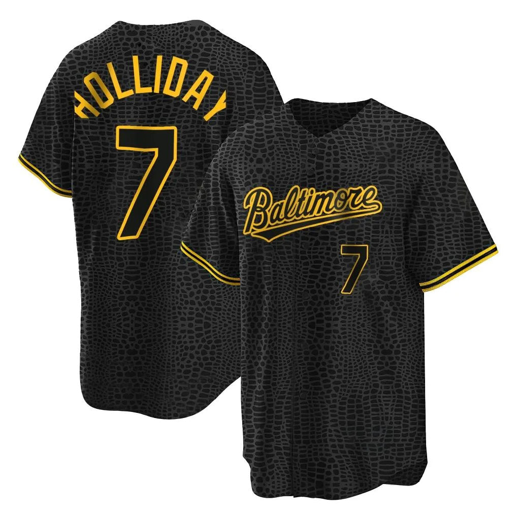 Trusc B.Orioles #7 Jackson Holliday Player Black Snake Skin City Home Game Stitched Jerseys