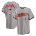 Trusc B.Orioles #7 Jackson Holliday Player Gray USA 250 Fourth of July Home Game Stitched Jerseys