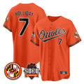 Trusc B.Orioles #7 Jackson Holliday Player Orange 30th Anniversary of 2131 Home Game Stitched Jerseys