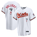 Trusc B.Orioles #7 Jackson Holliday Player White USA 250 Fourth of July Home Game Stitched Jerseys