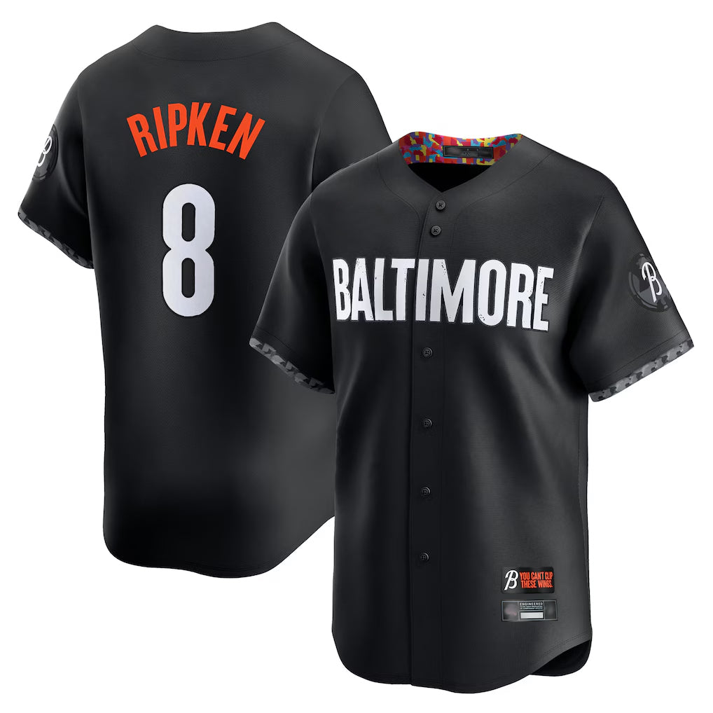 Trusc B.Orioles #8 Cal Ripken Player Black City Connect Limited Home Game Stitched Jerseys