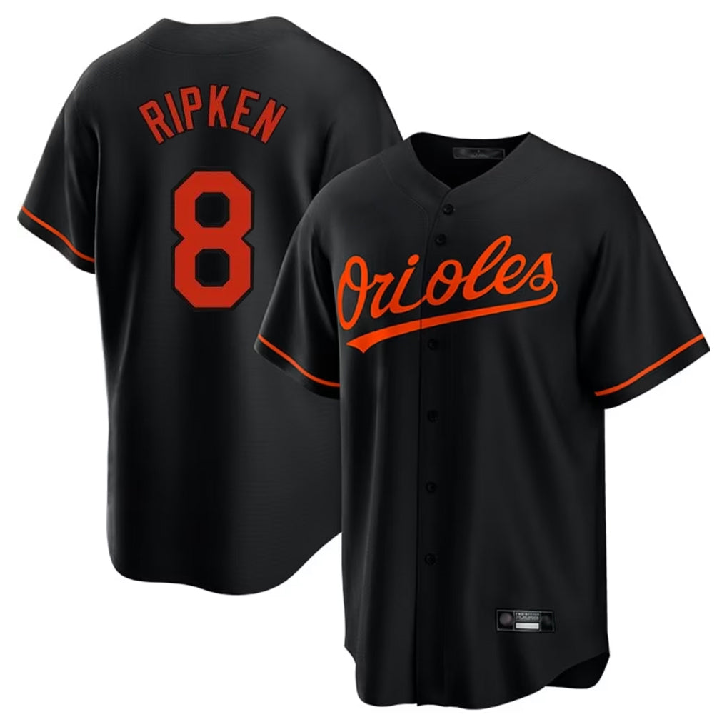 Trusc B.Orioles #8 Cal Ripken Player Black Home Game Stitched Jerseys