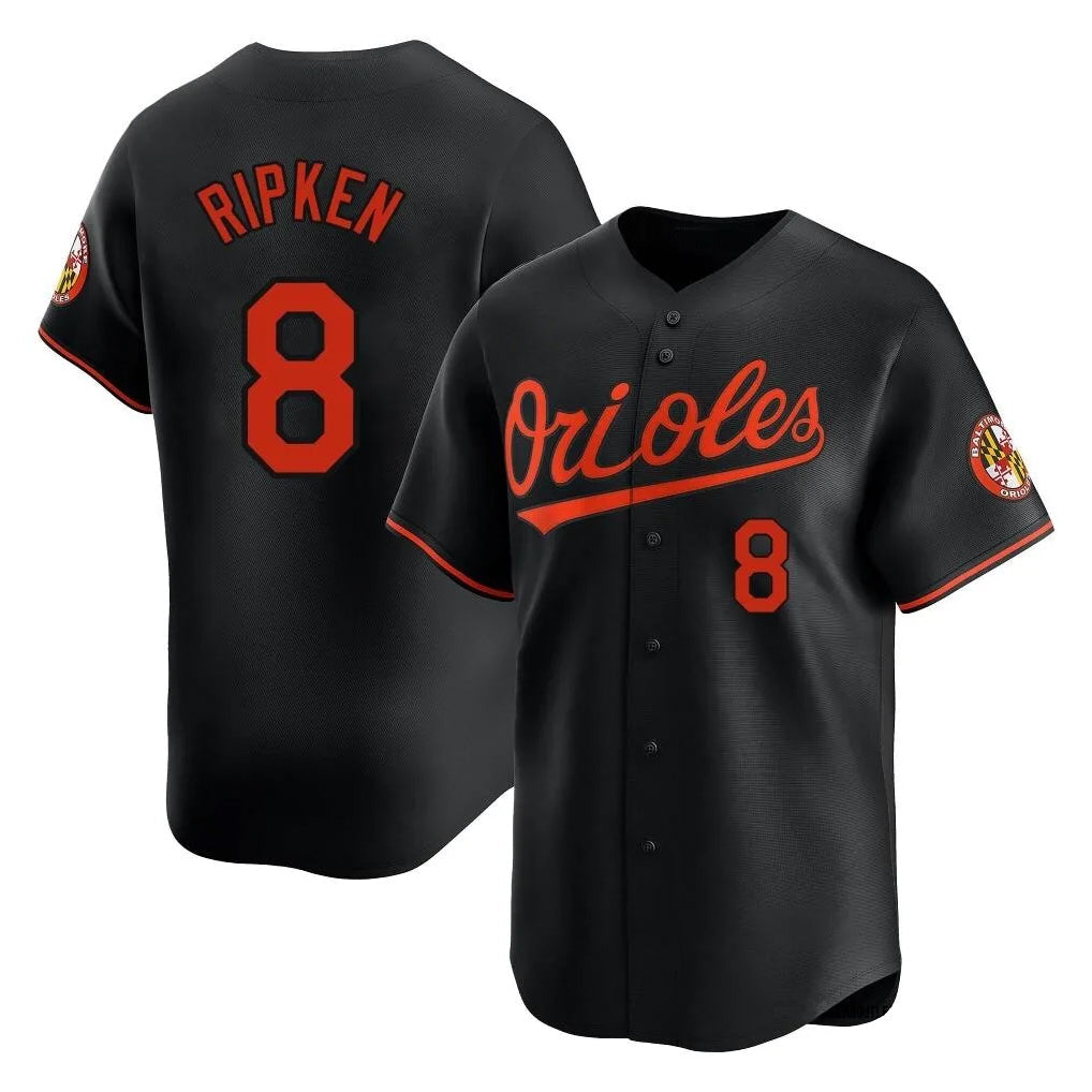 Trusc B.Orioles #8 Cal Ripken Player Black Limited Home Game Stitched Jerseys
