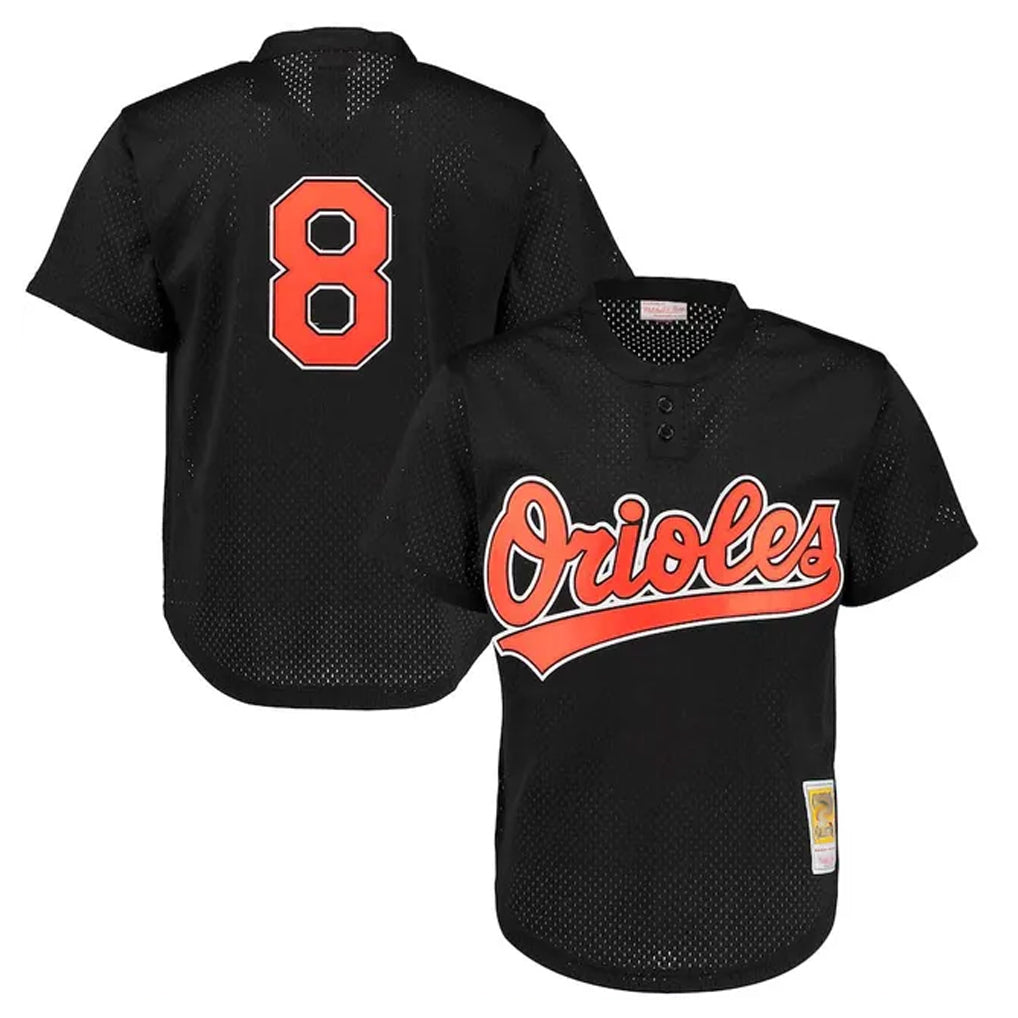 Trusc B.Orioles #8 Cal Ripken Player Black Mitchell & Ness 1997 Cooperstown Mesh Game Stitched Jerseys