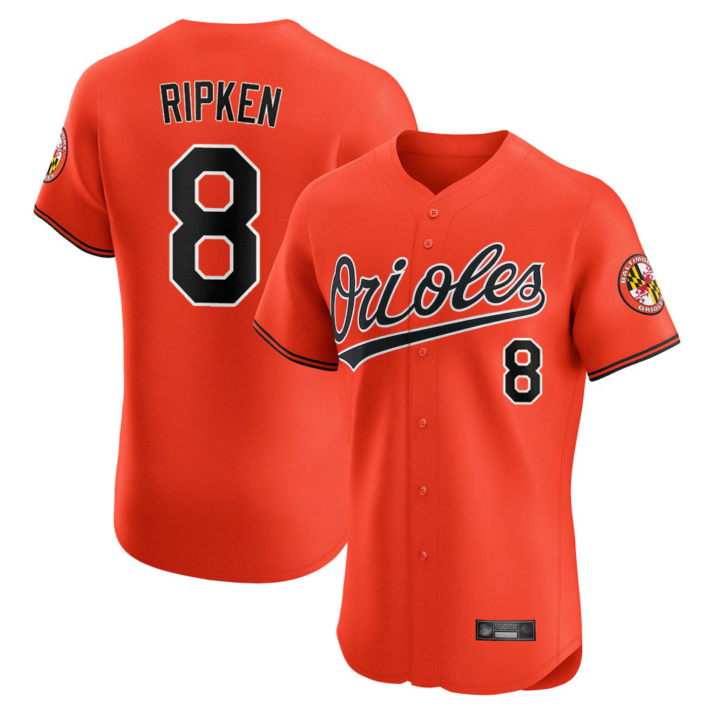 Trusc B.Orioles #8 Cal Ripken Player Orange Limited Elite Home Game Stitched Jerseys