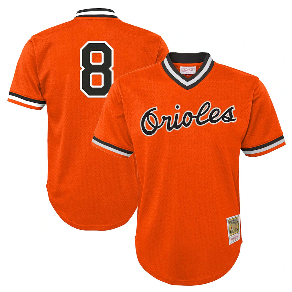 Trusc B.Orioles #8 Cal Ripken Player Orange Mitchell & Ness Cooperstown Collection Mesh T-shirt Game Stitched Jerseys