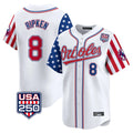 Trusc B.Orioles #8 Cal Ripken Player White USA 250 Independence Day Vapor Premier Home Game Stitched Jerseys