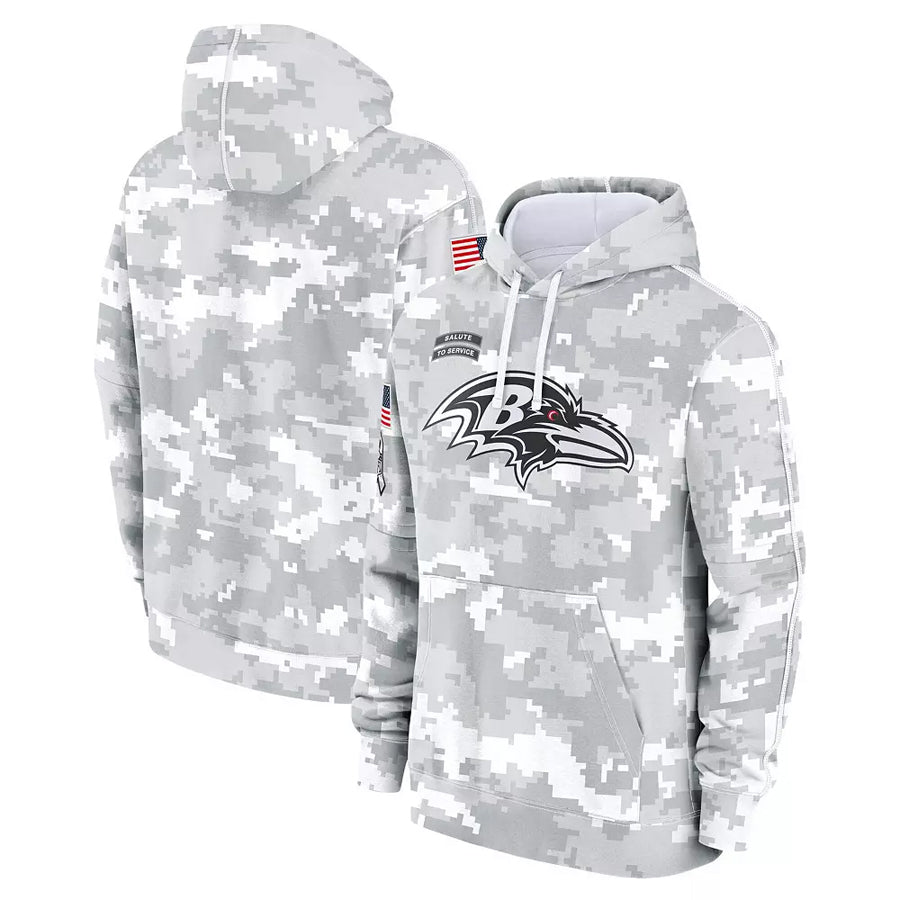 Trusc B.Ravens Player Military Hoodie Arctic Camo Salute To Service Stitched Jerseys