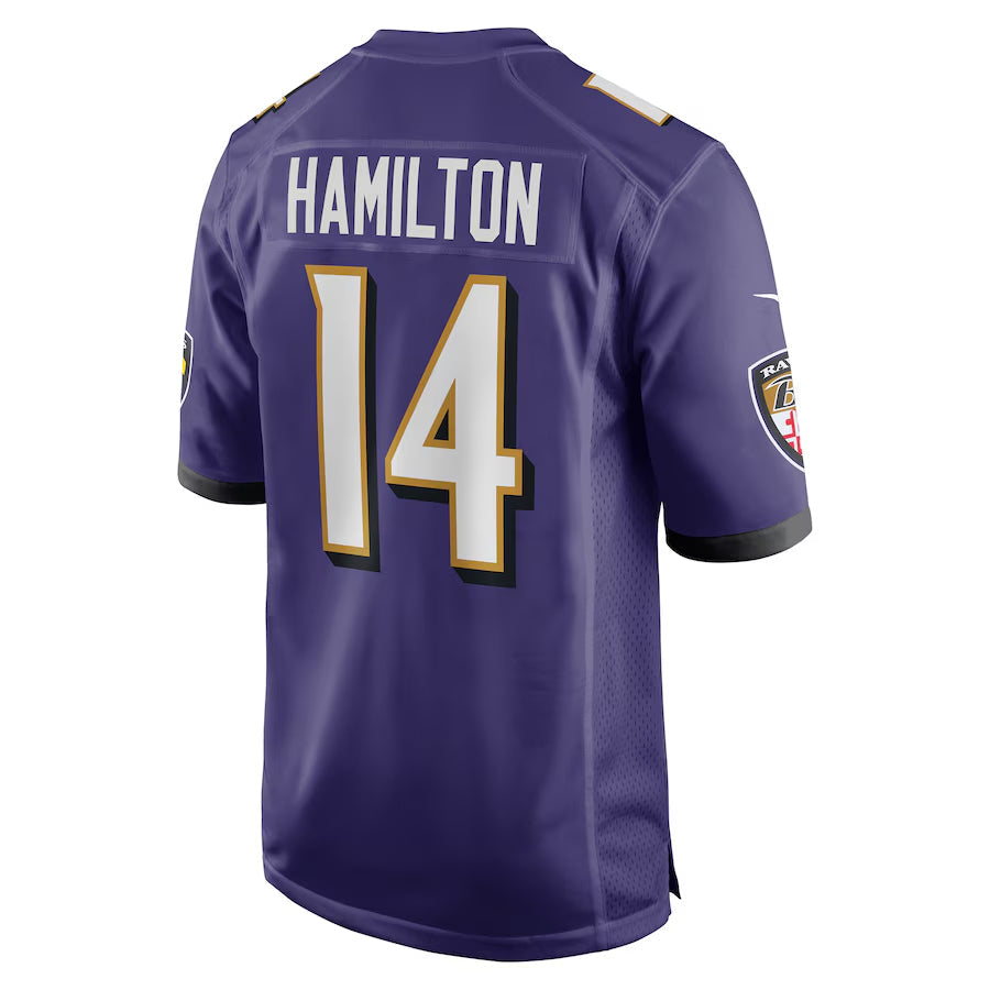 Trusc B.Ravens #14 Kyle Hamilton Player Purple Game Home Stitched Jerseys