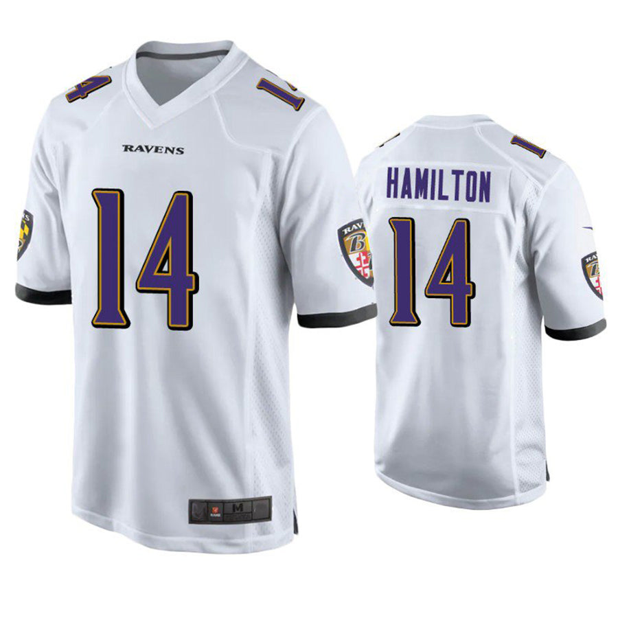 Trusc B.Ravens #14 Kyle Hamilton Player White Home Game Stitched Jerseys