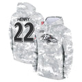 Trusc B.Ravens #22 Derrick Henry Player Military Hoodie Arctic Camo Salute To Service Stitched Jerseys
