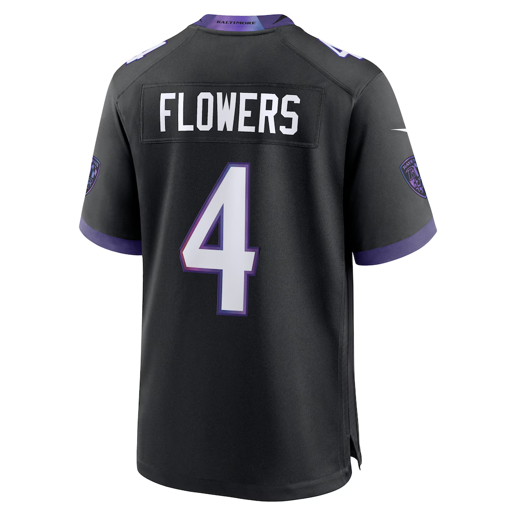Trusc B.Ravens #4 Zay Flowers Black Alternate Stitched Jerseys