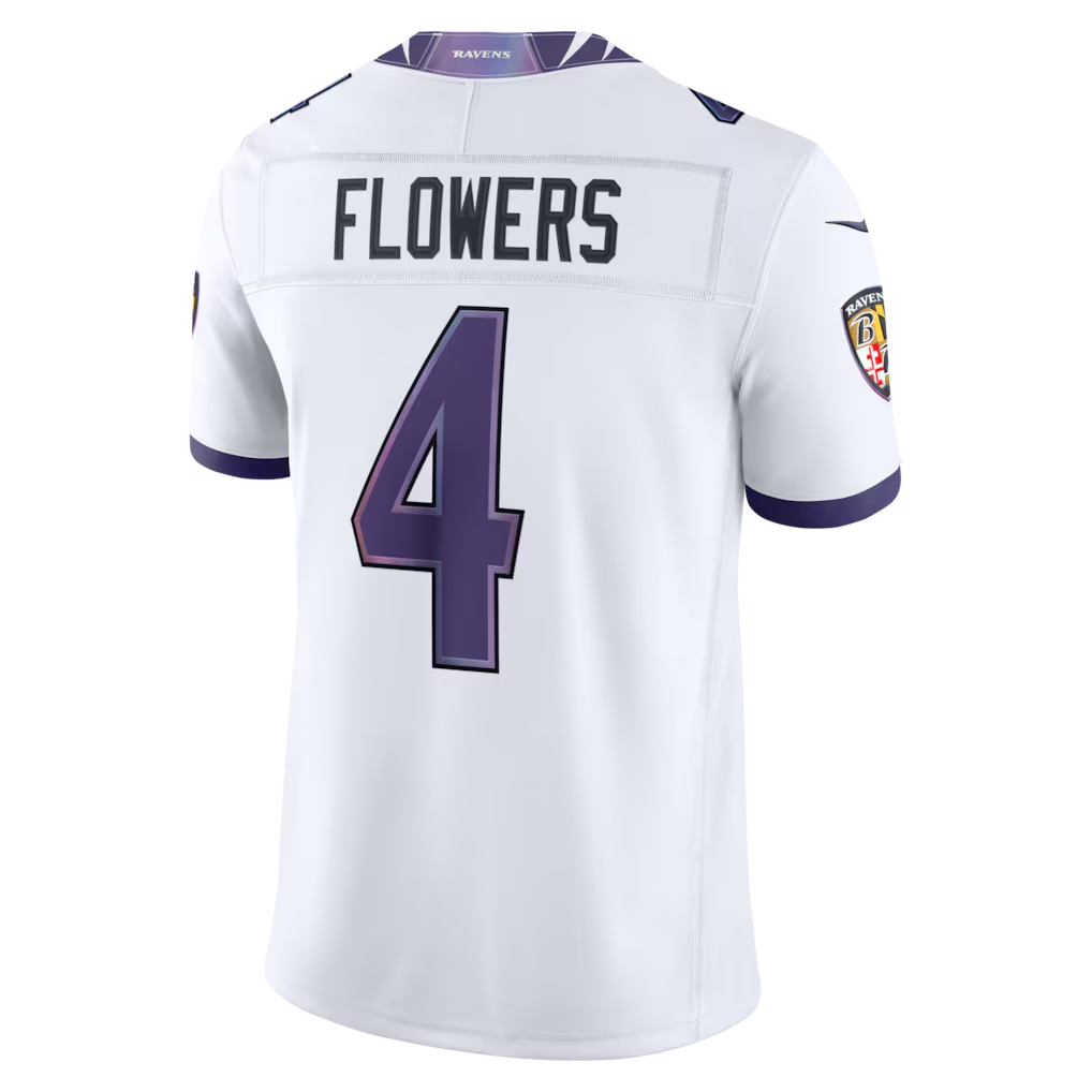 Trusc B.Ravens #4 Zay Flowers White Vapor F.U.S.E. Stitched Limited Jerseys